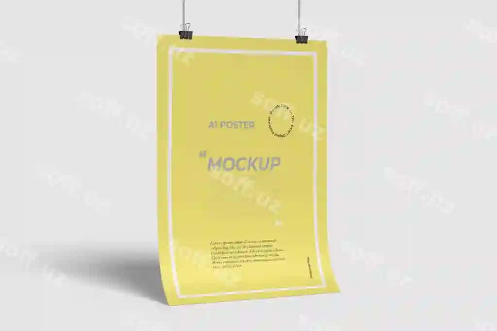 A1 poster namuna yon ko'rinishi | A1 poster mockup side view