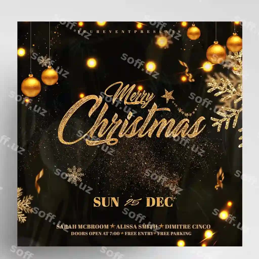 Rojdestvo to'y bayrami Instagram flyeri | Christmas party celebration instagram flyer
