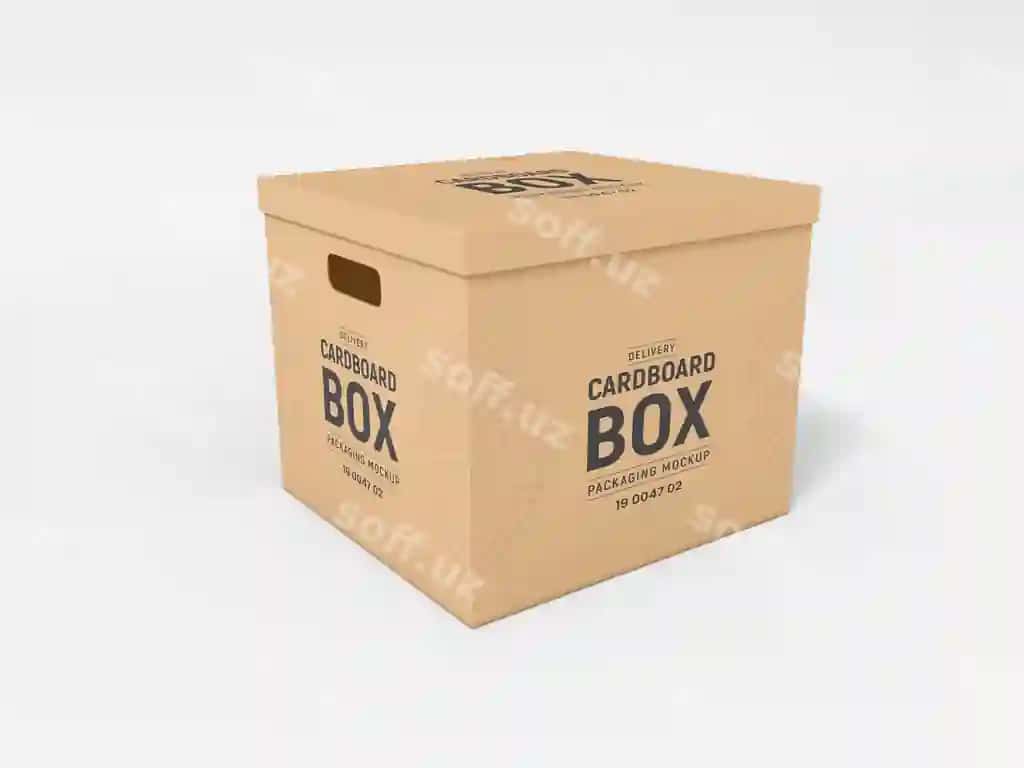 Karton qog'ozi yetkazib berish qutisi packeta namunasi | Cardboard paper delivery box packaging mockup