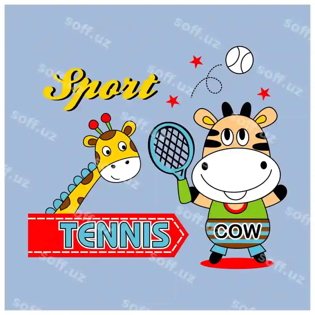 Hayvon sport tennis dizayn karyet vektor illyustratsiya | Animal sport tennis design cartoon vector illustration