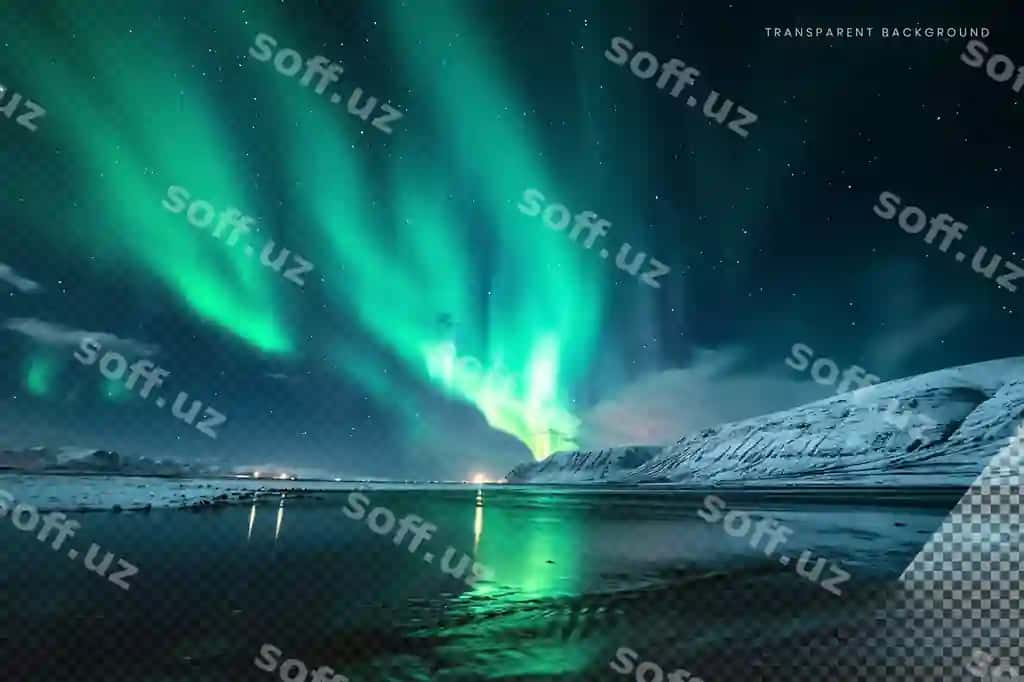 Shimoliy yorqinlar shaffof orqa fonda | Aurora boreal northern lights transparent background