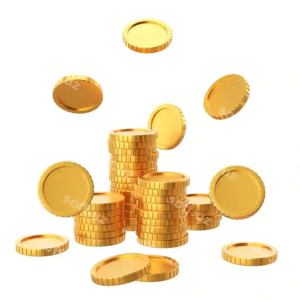 Oltin tanga tangalari stek 3d illustratsiyasi | Golden coin coins stack 3d illustration