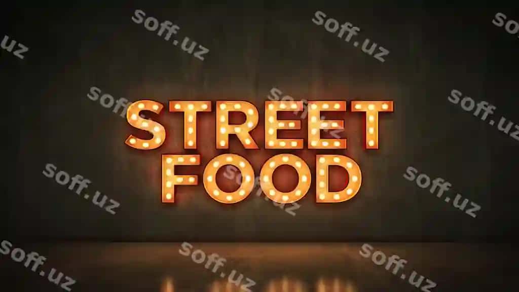 Ko'cha ovqatlari degan neon mezon | Neon sign that says street food