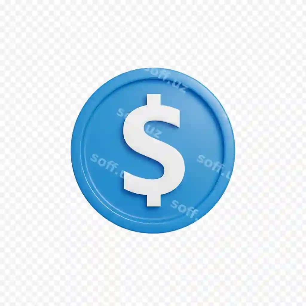 3d ko'k dollar coini ikonka moliya valyuta | 3d blue dollar coin icon finance currency