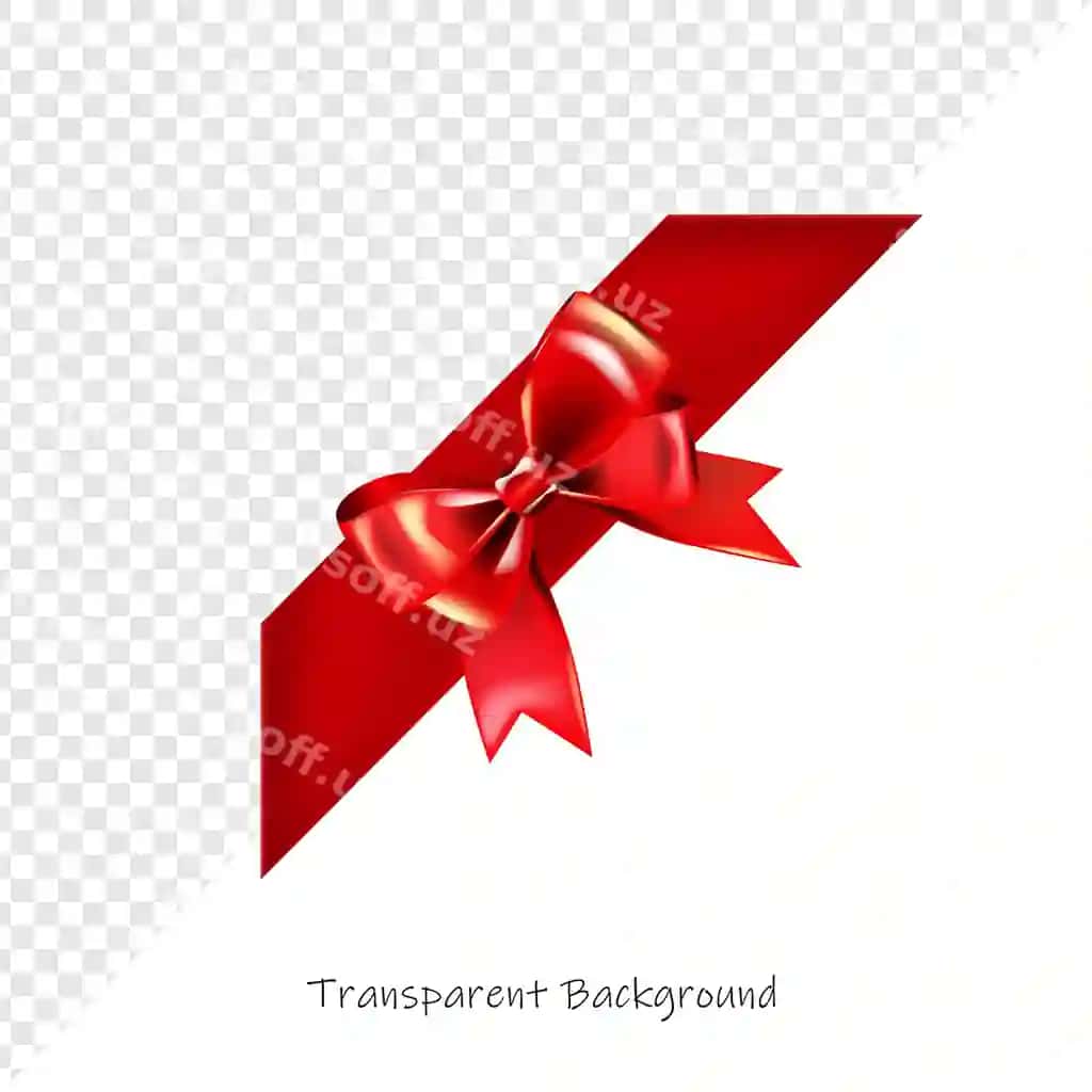 Chiroyli qizil lenta bog' shaffof fon | Elegant red ribbon bow transparent background