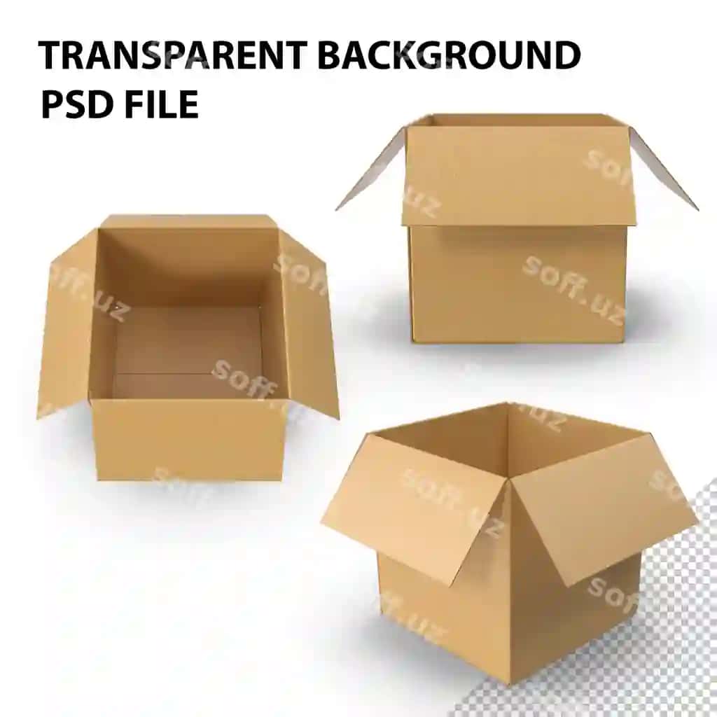 Ochiq qog'ozli karton quti png | Open cardboard box png