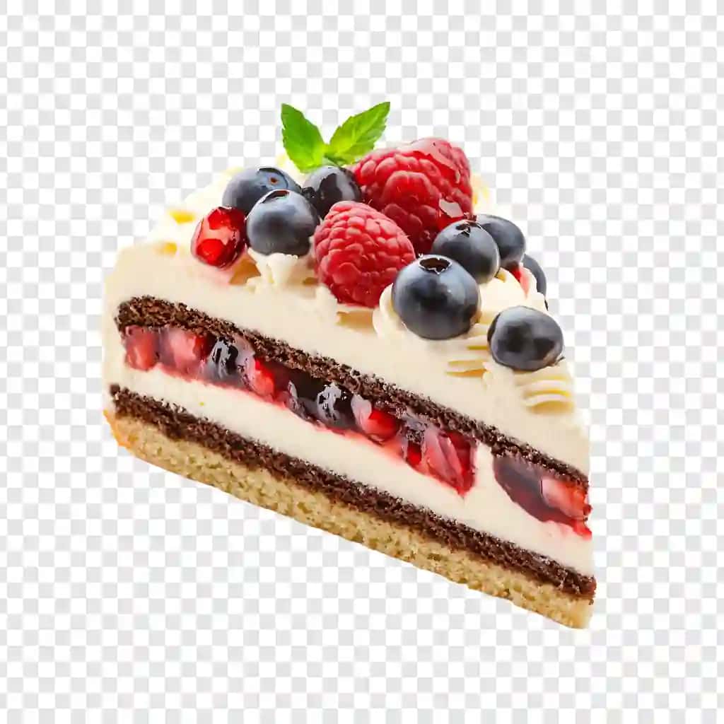 Rezavorlar kremi bilan qatlamli tort bo'lagi | Layered cake slice with berries cream