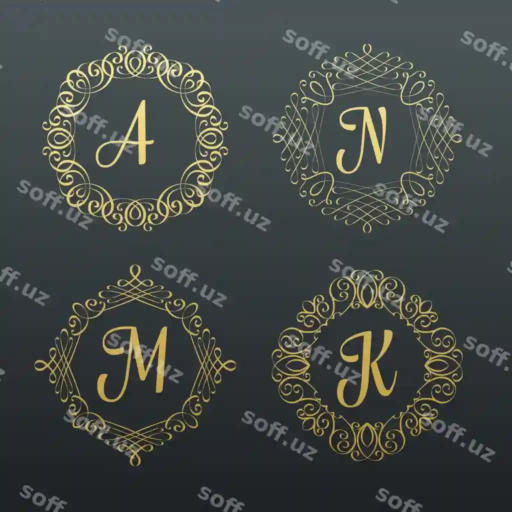 Monogrammalar kalligrafik orqalar | Monograms calligraphic borders