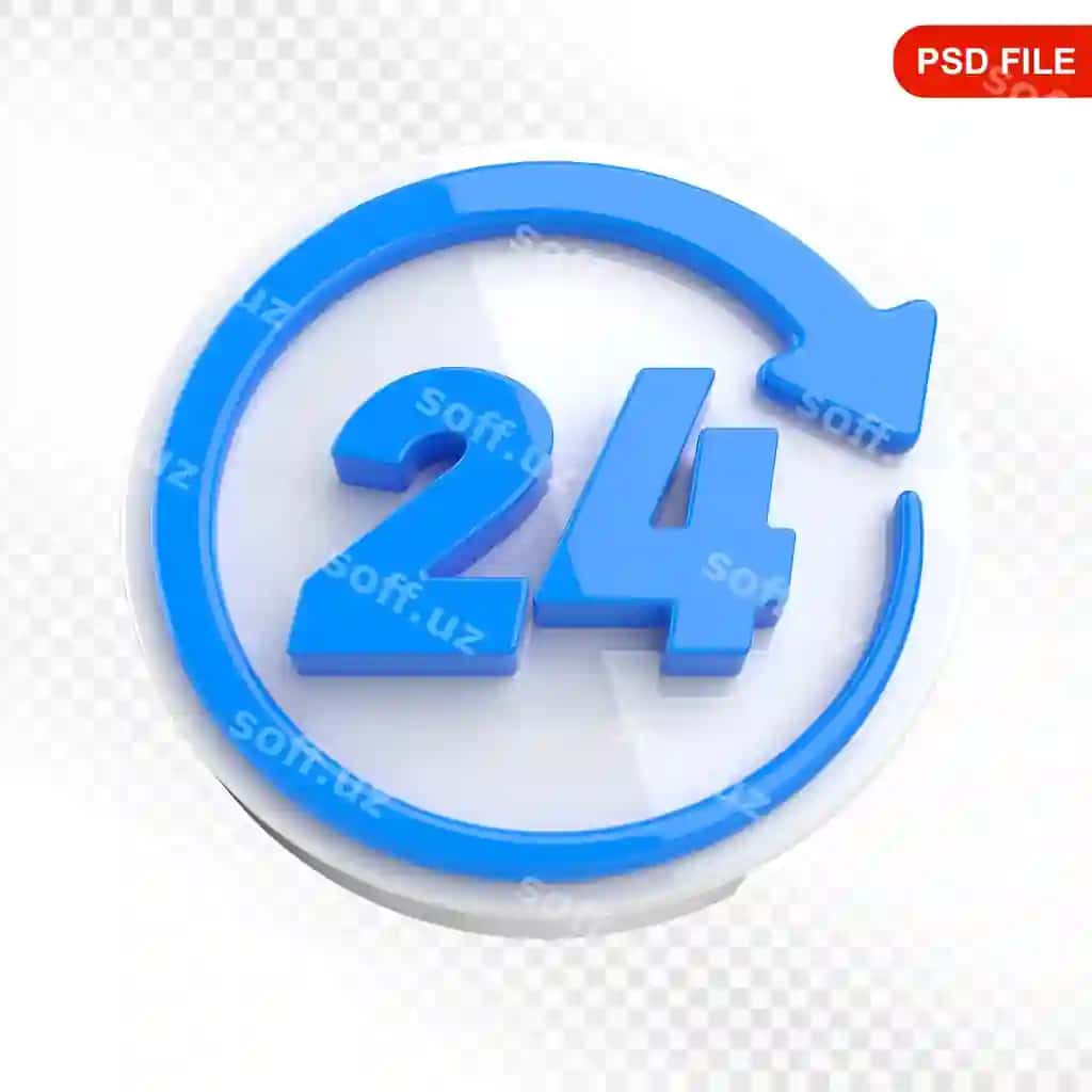 24 soat xizmat 3D ikon | 24 hours service 3d icon
