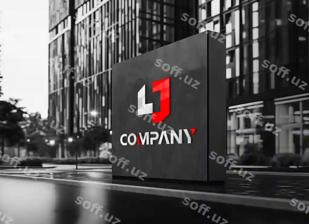 Tashqi turidagi devor 3d logotip mockup fasad belgisi | Outdoor standing wall 3d logo mockup facade sign