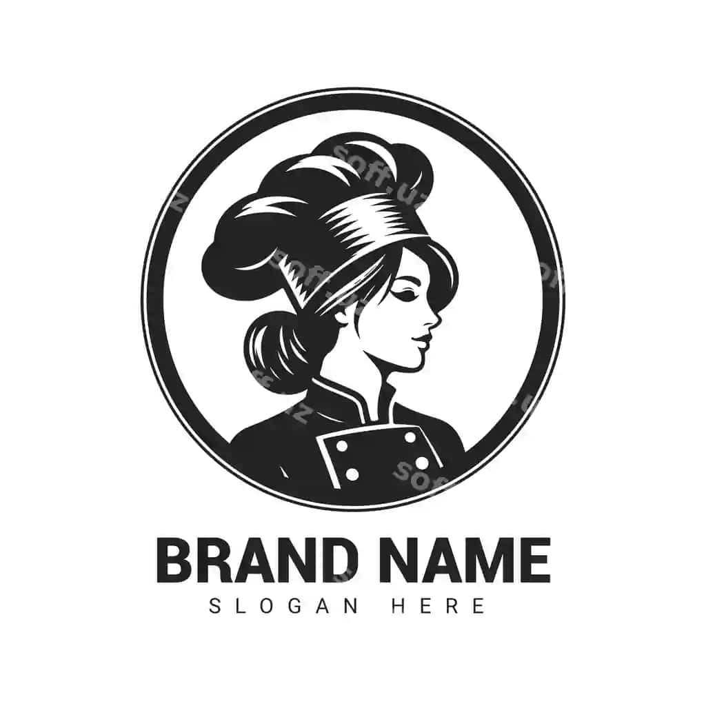 Xotira oshpaz logotipi silueti vektor illustratsiyasi | Lady chef logo silhouette vector illustration