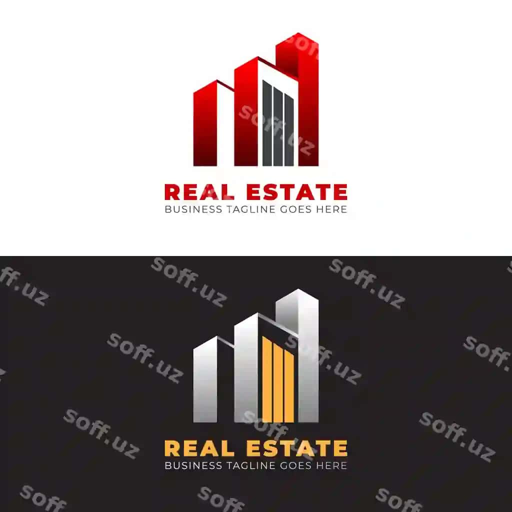 Emlak logotip shablon dizayni zamonaviy shakllar bilan | Estate logo template design with modern shapes