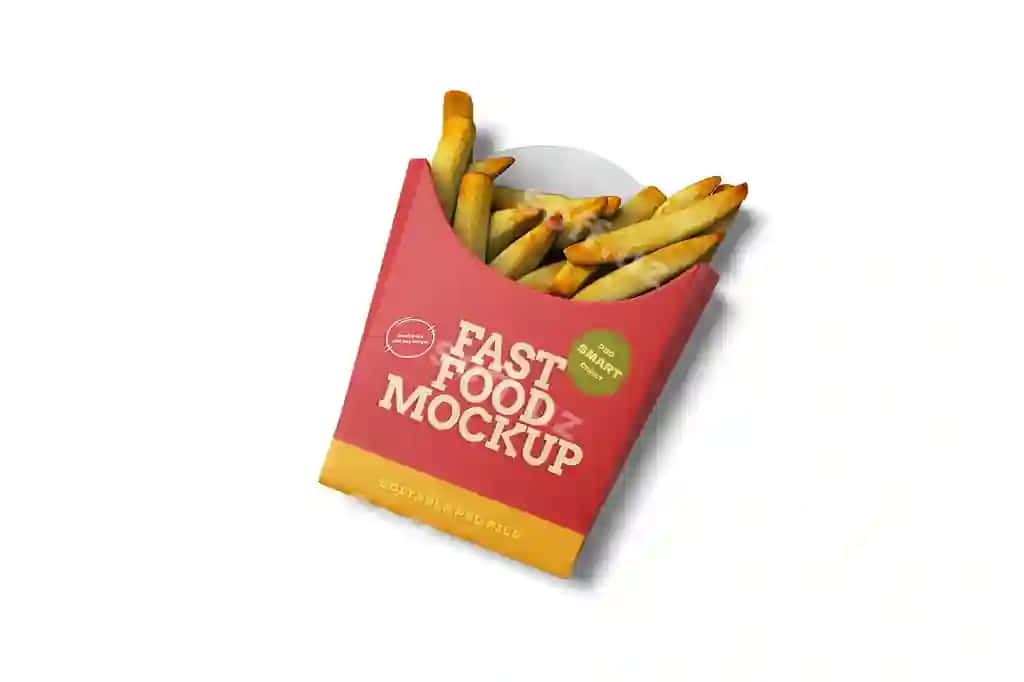 Tez ovqat fri mockup brendlash menyu dizayni | Fast food fries mockup branding menu design