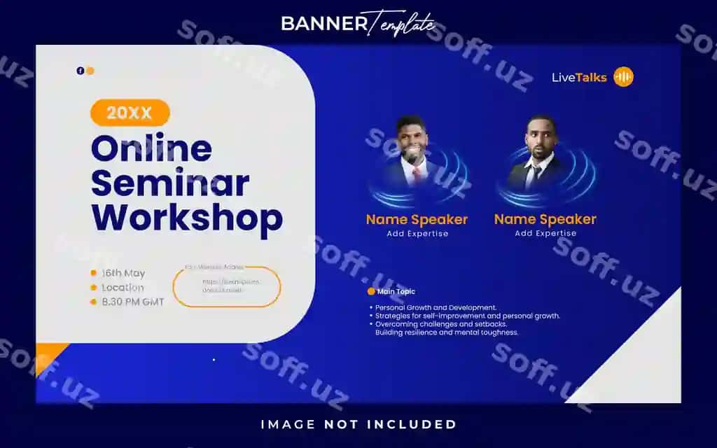 Webinar ishti marafonu ijtimoiy tarmoqlar uchun banner shabloni | Webinar workshop social media banner template