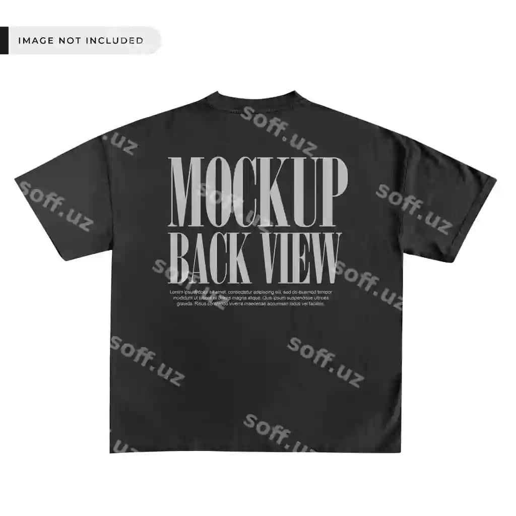 Qora oversize futbolka namuna so'zlar bilan bosh orqaga | Black t shirt mockup oversize with words head back it