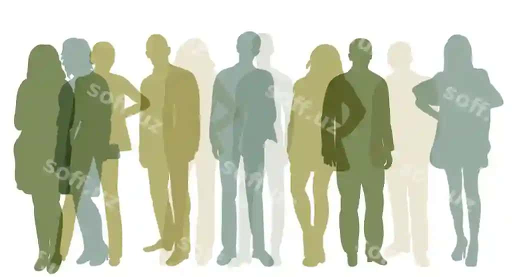 Odamlar silueti oq fonda ajraltirilgan vektor | People silhouette white background isolated vector