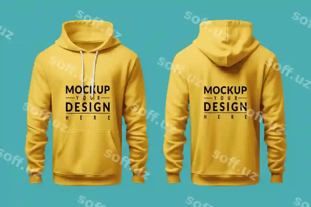 Old va orqa ko'rinish svitshot namunasi | Front back view hoodie mockup