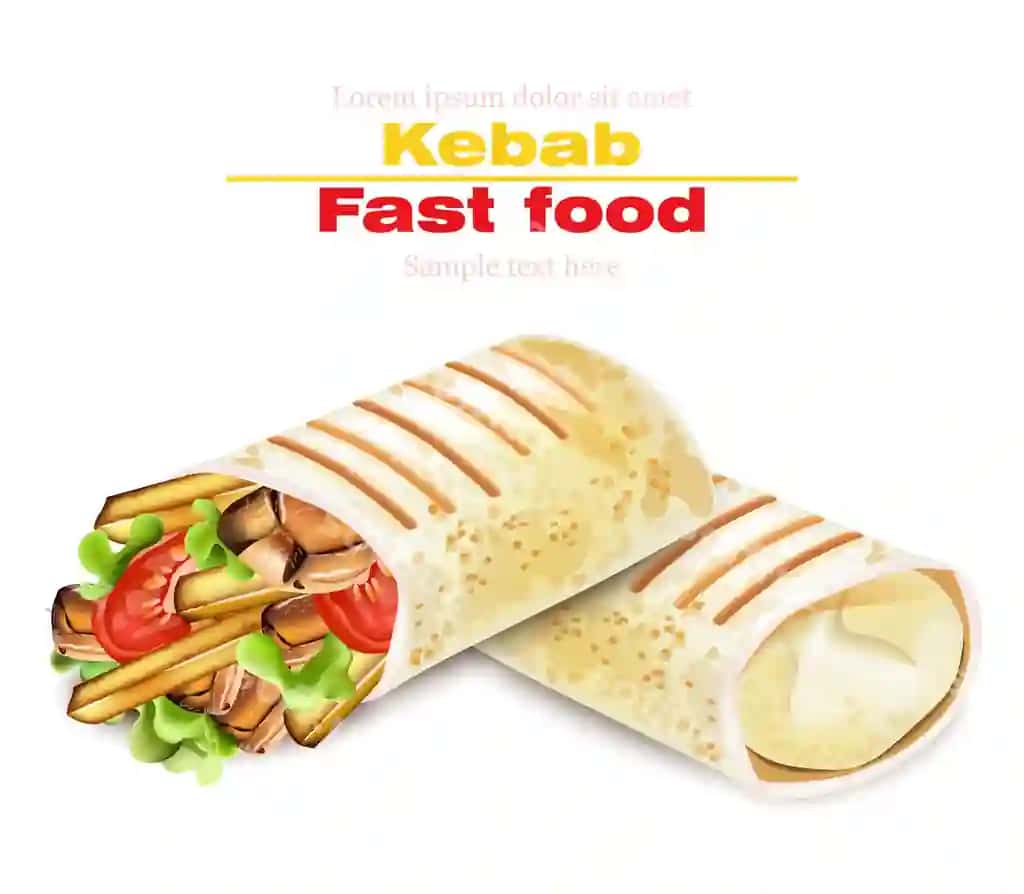 Shaurma kebap tezkor ovqat illustratsiyasi | Shawarma kebab fast food illustration