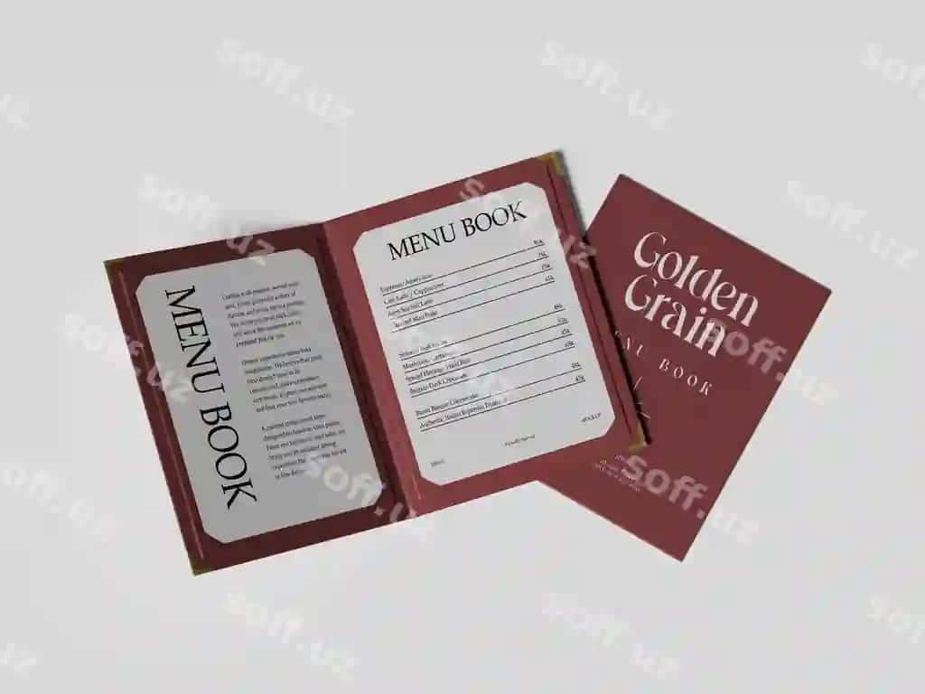 Restoran menyu kitobi namunasi | Restaurant menu book mockup