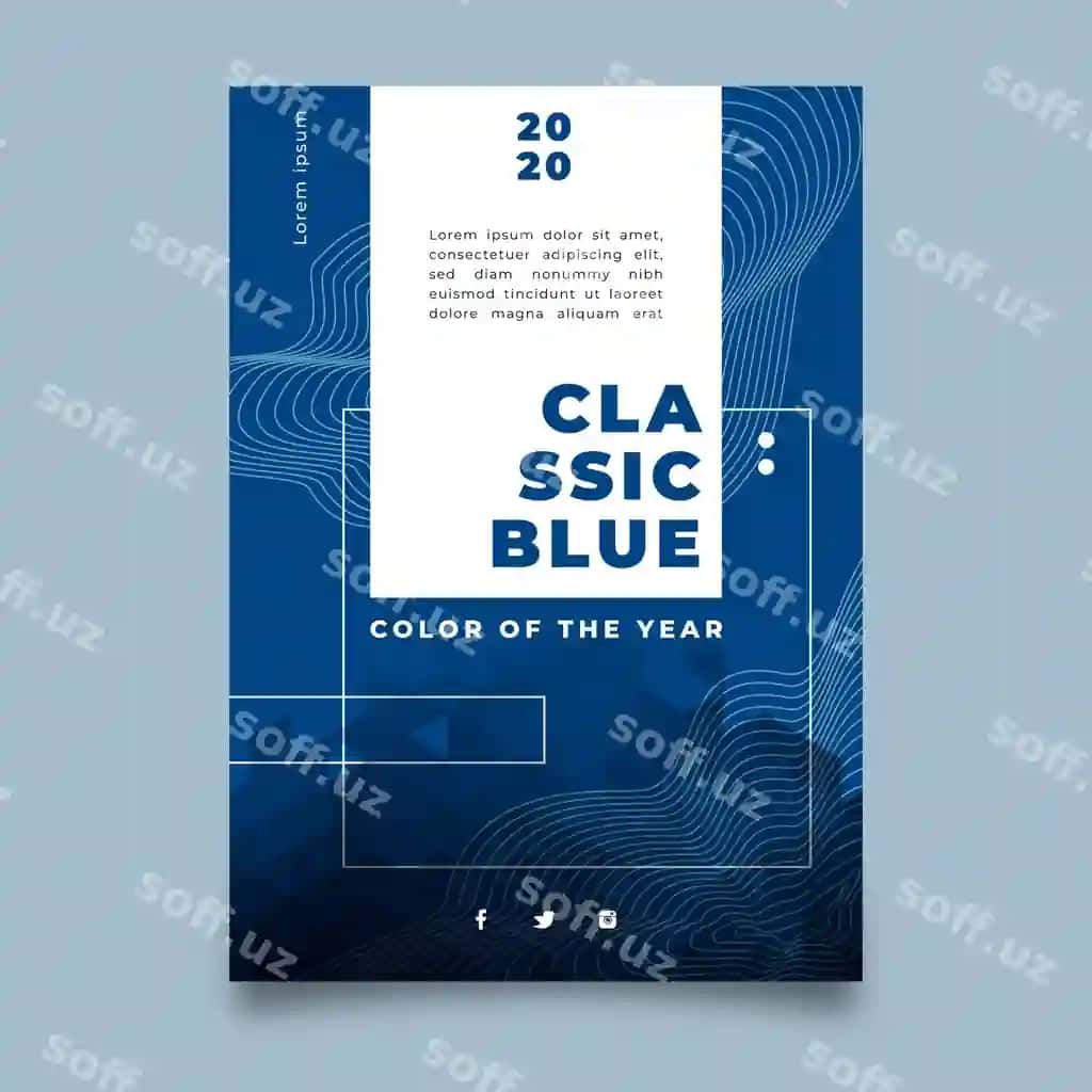 Shablon abstrakt klassik ko'k flyer | Template abstract classic blue flyer