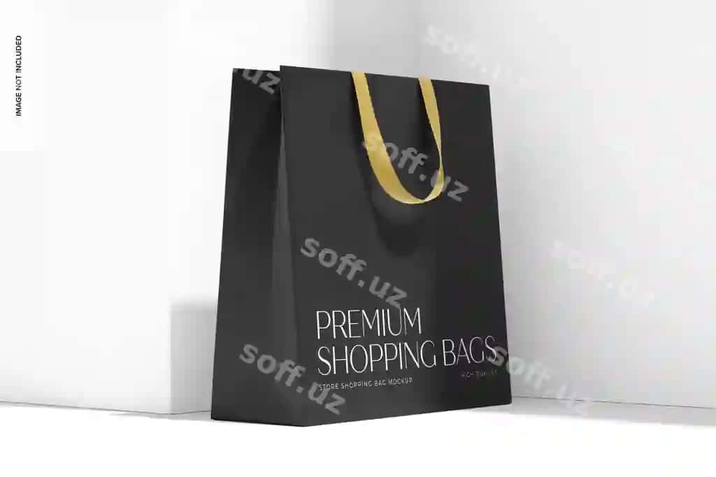 Do'kon sumkasi namunasi chap ko'rinish | Store shopping bag mockup left view