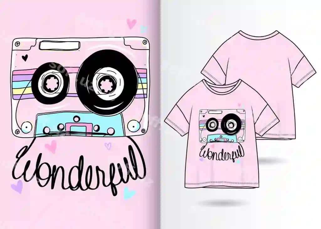 Qo'l bilan chizilgan vintage kasseta | Hand drawn vintage cassette