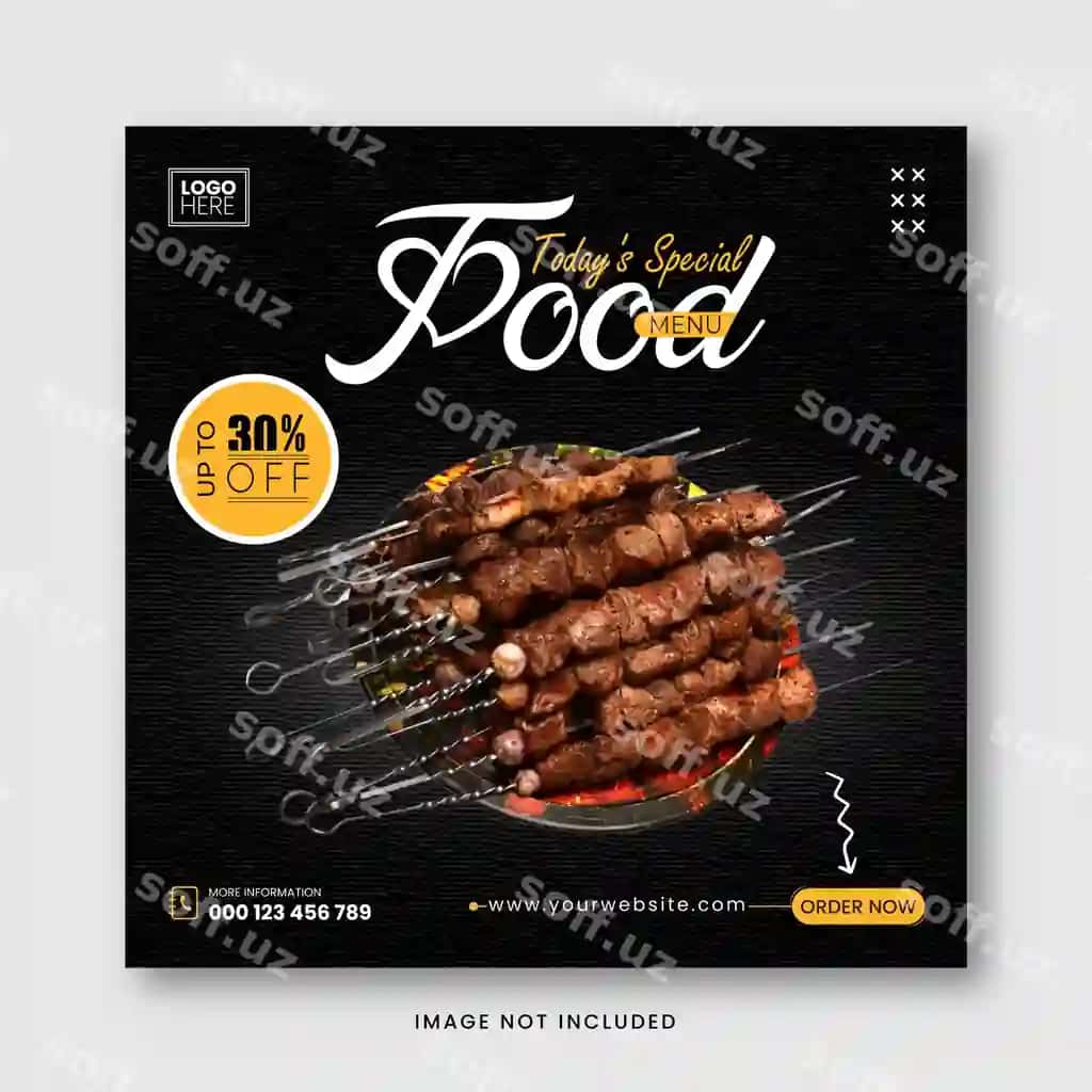 Ovqat menyu restoran ijtimoiy tarmoqlar baner shabloni restoran menyu | Food menu restaurant social media banner template restaurant menu