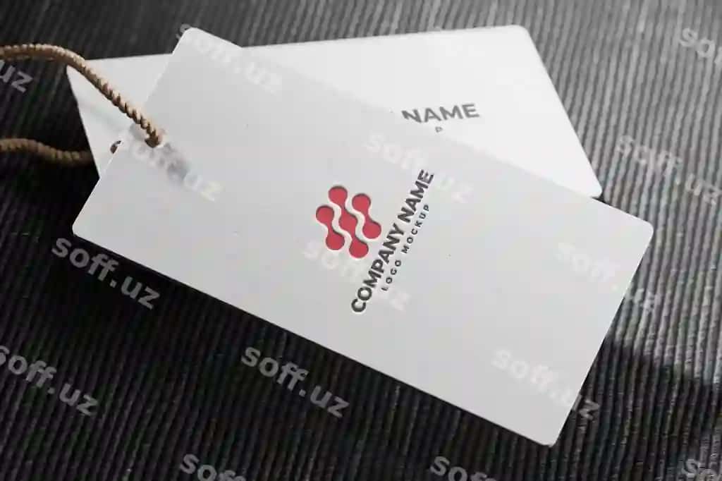 Oyoq tag namuna oq kartochka | Hang tag mockup white card