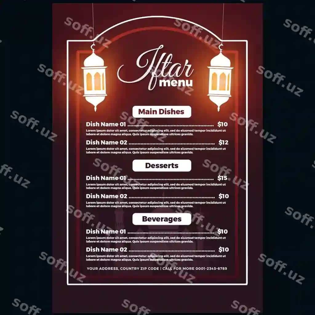 Iftar menyu shablon dizayni | Iftar menu template design