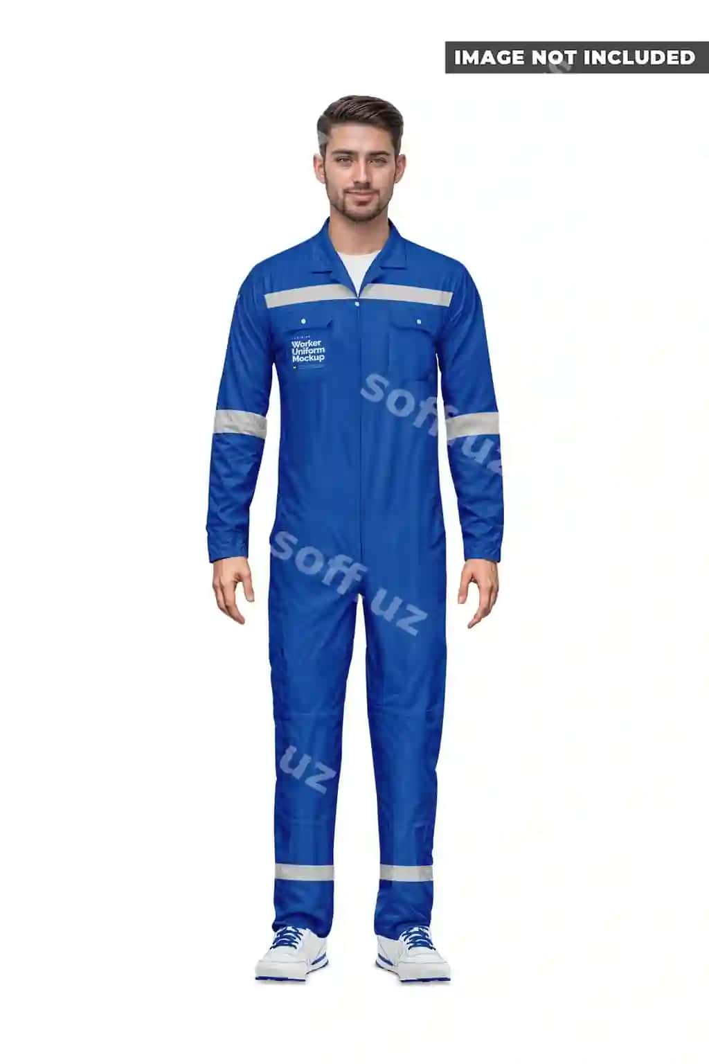 Erkak ko'k bos kiyim logotip oldingi qismi bilan | Man blue jumpsuit with logo front