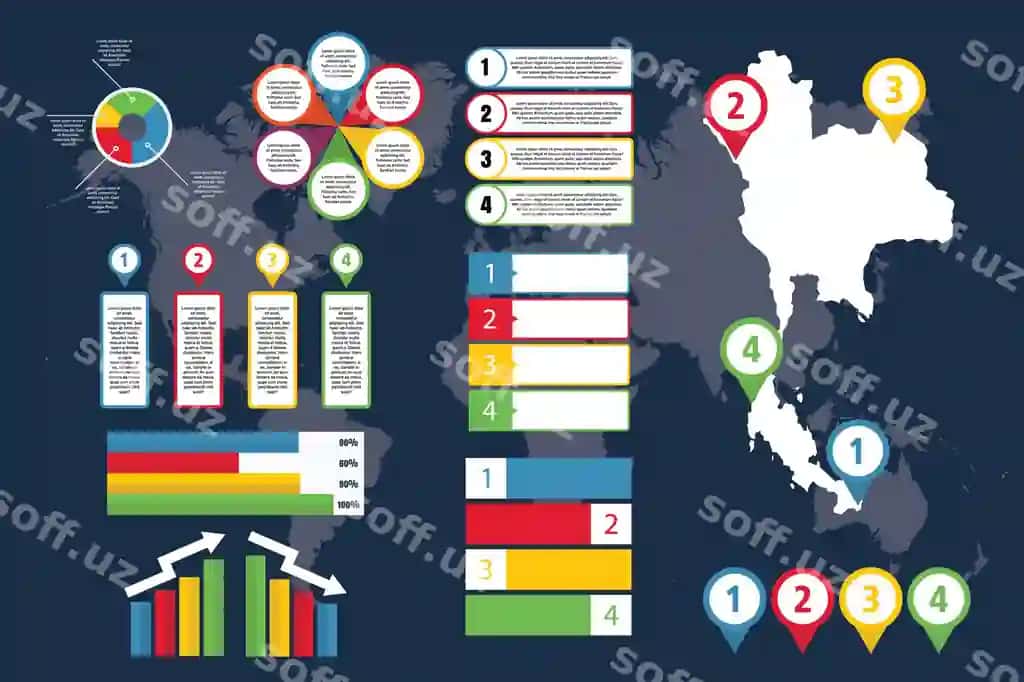 Infografika Tailand xarita biznes prezentatsiyasi | Infographic thailand with map business presentation