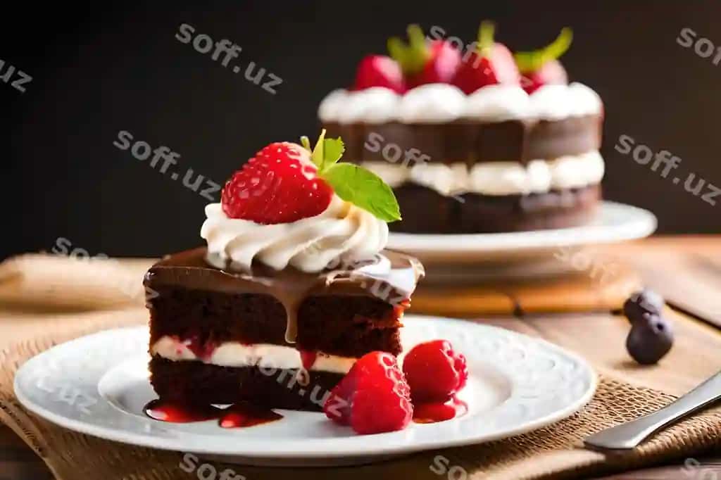 Shokoladli tort vaftsimli mevalar bilan | Chocolate cake with whipped cream fruits