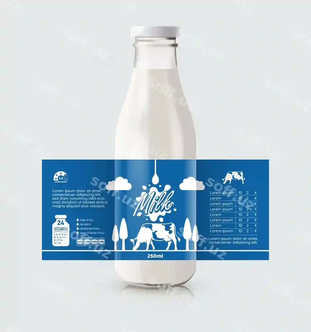 Sut shishasi qadoqlash dizayni 6 | Milk bottle packaging design 6