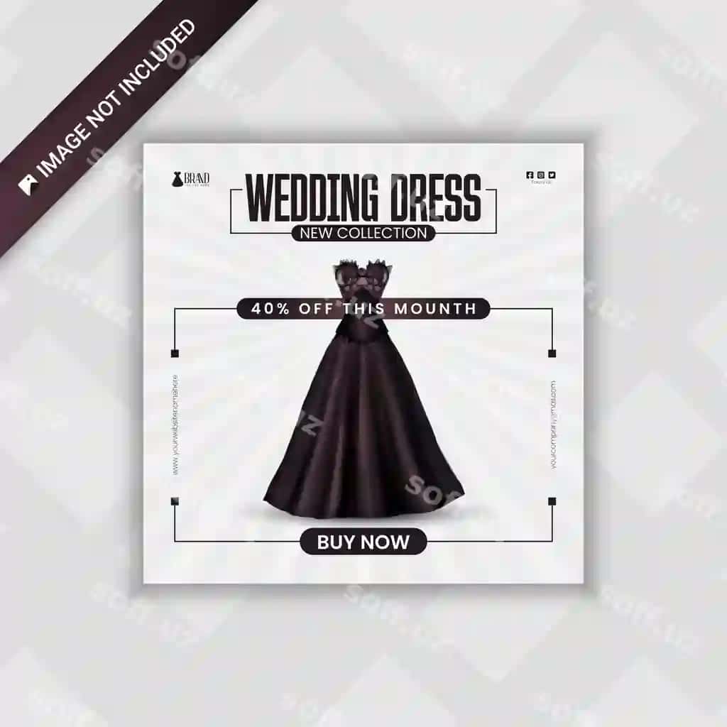 Turona kiyimi uchun ijtimoiy tarmoqlarda post dizayni | Wedding dress social media post design