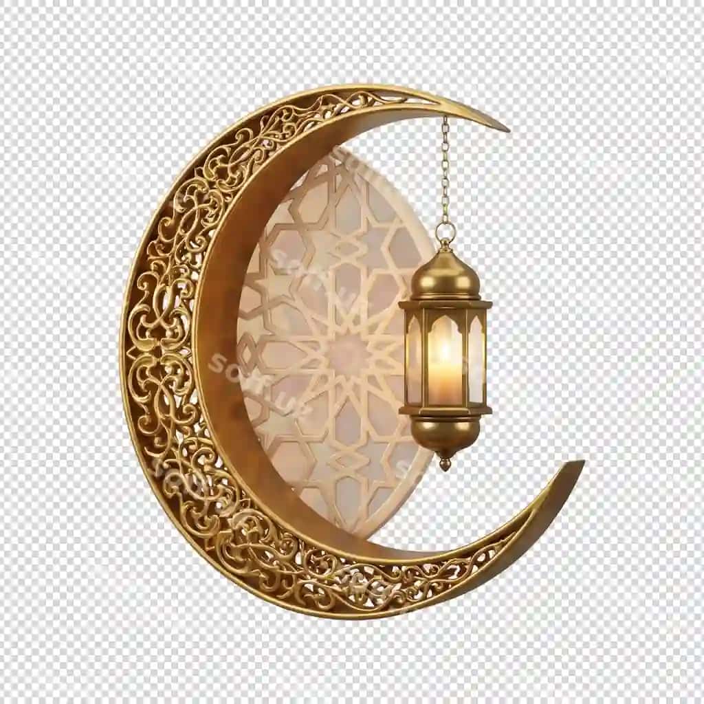 Oltin hilol chiroqi Islam bayramlari | Golden crescent moon lantern islamic celebrations