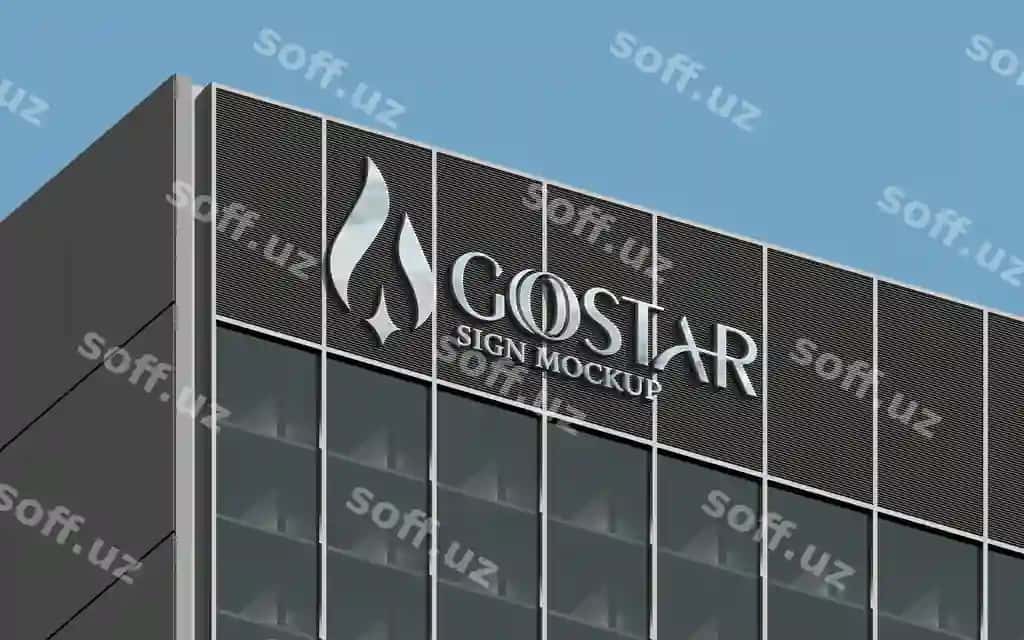 Zamonaviy 3D bino belgi namunasi | Modern 3d building sign mockup