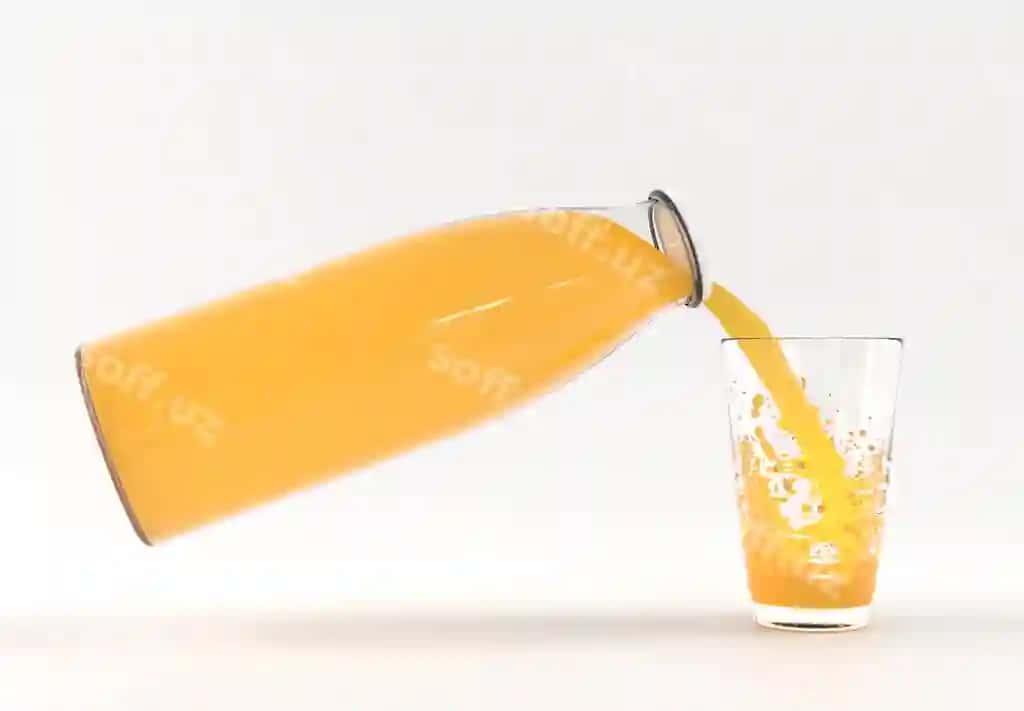 Meva suvi hosil shisha stakli mock-up dizayni | Fruit juice clear glass bottle mock up design
