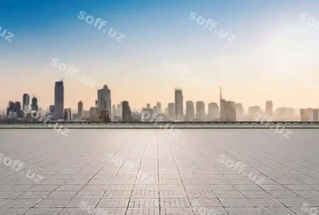 3d render bo'sh terrasa shahar manzarası orqa fonda | 3d rendering empty terrace cityscape background