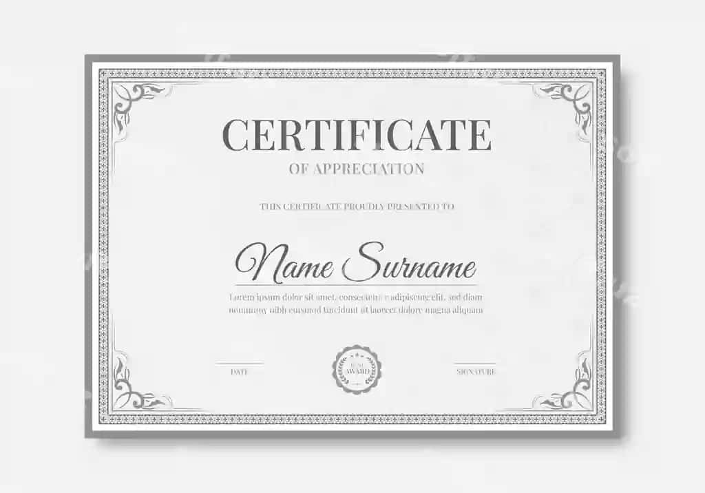Qimmatbaho guvohnoma shabloni klassik ramka na'qshli | Luxury certificate template with classic frame pattern