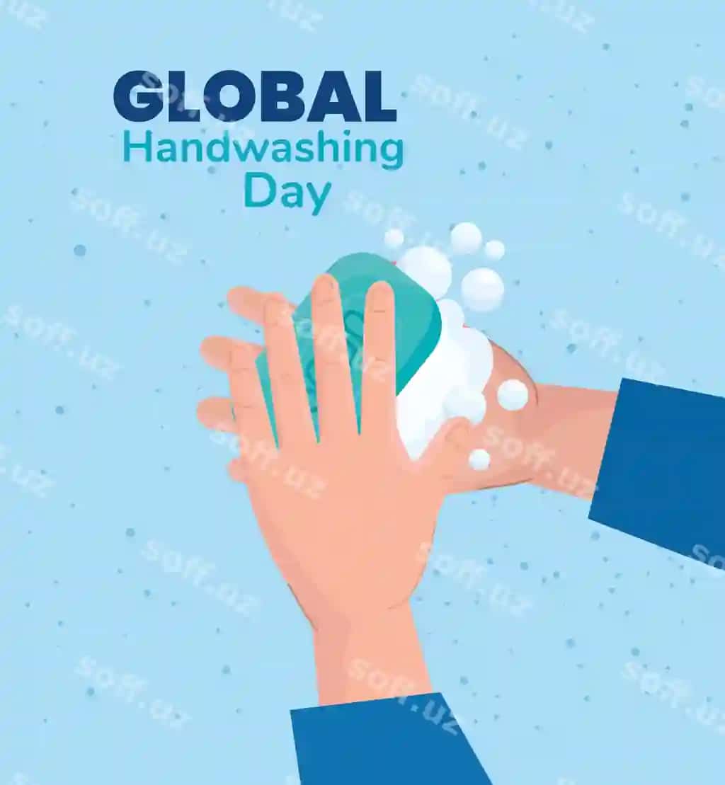 Jahon Qo'llar Yuvish Kuni soya dokoni bilan qo'llar, dizayn, gigiena, yuvish | Global handswashing day hands with soap bar design hygiene wash
