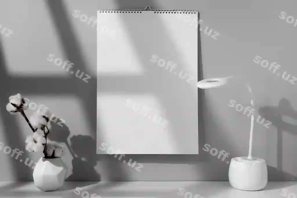 Joylashuv namuna devor kalendari bino ichida | Arrangement mock up wall calendar indoors