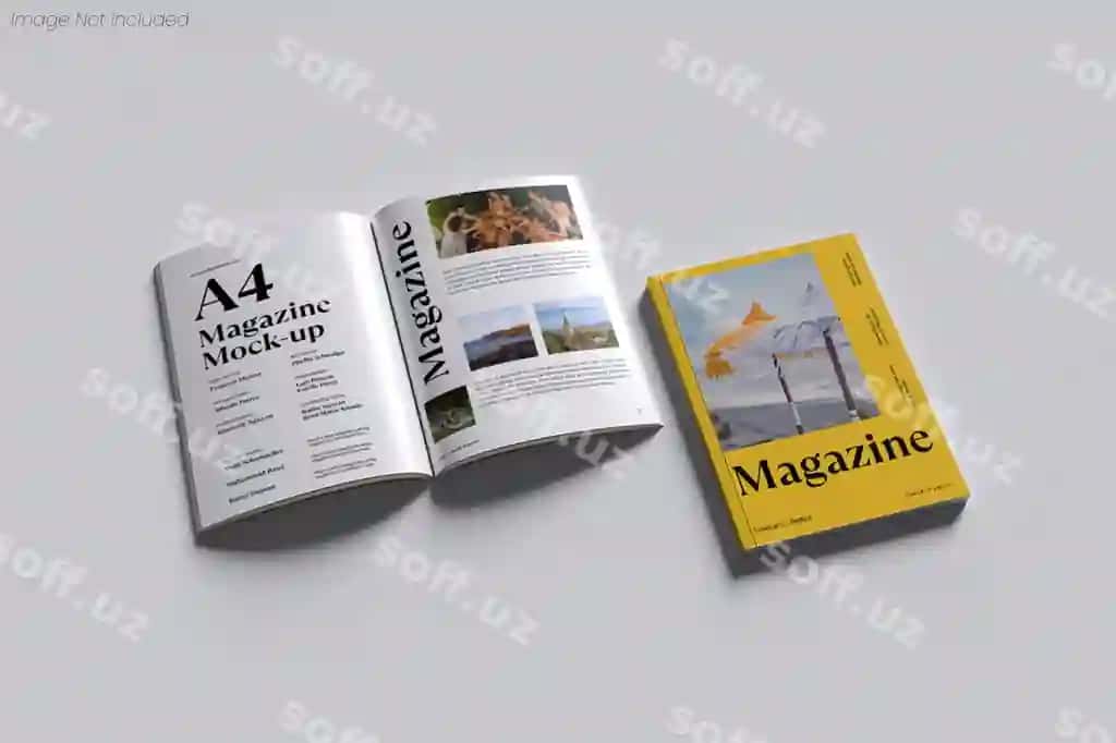 Realistik jurnalaxtasi brending ko'rsatmasi | Realistic magazine mockup branding publication display