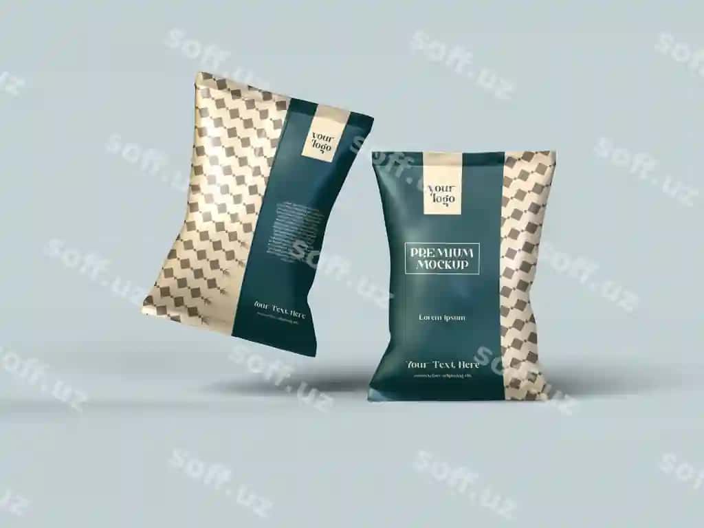 Snack ovqatlarini qadoqlash uchun mockup dizayni | Snack food packaging mockup design