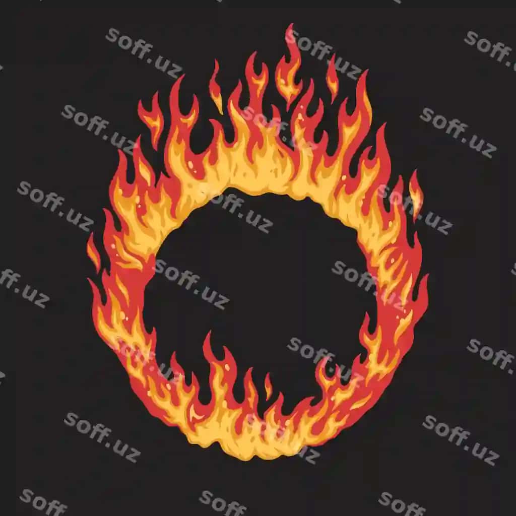 Aylanma olov ramkasi rangli gerb | Round flame frame colorful emblem