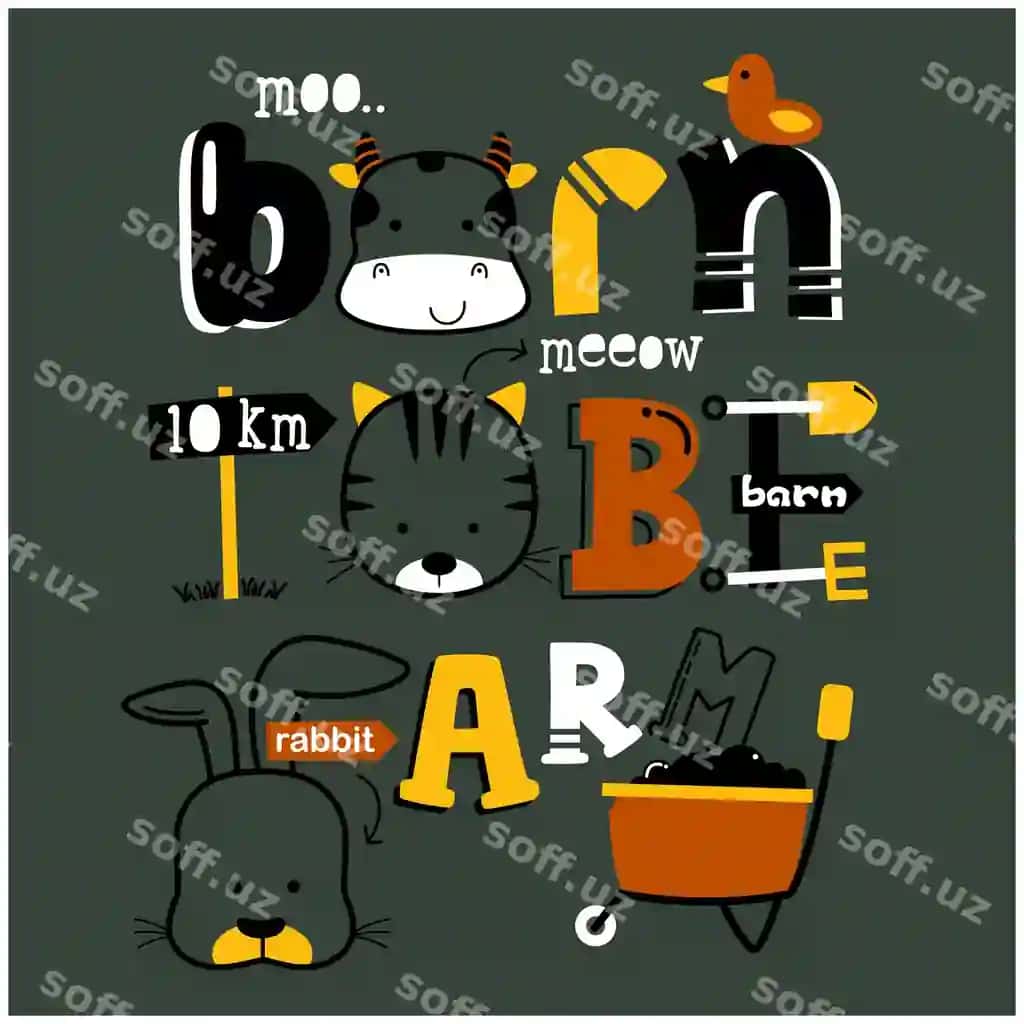 Ferma hayvonlari tipografiyasi gulana karyakatur | Farm animals typography funny cartoon