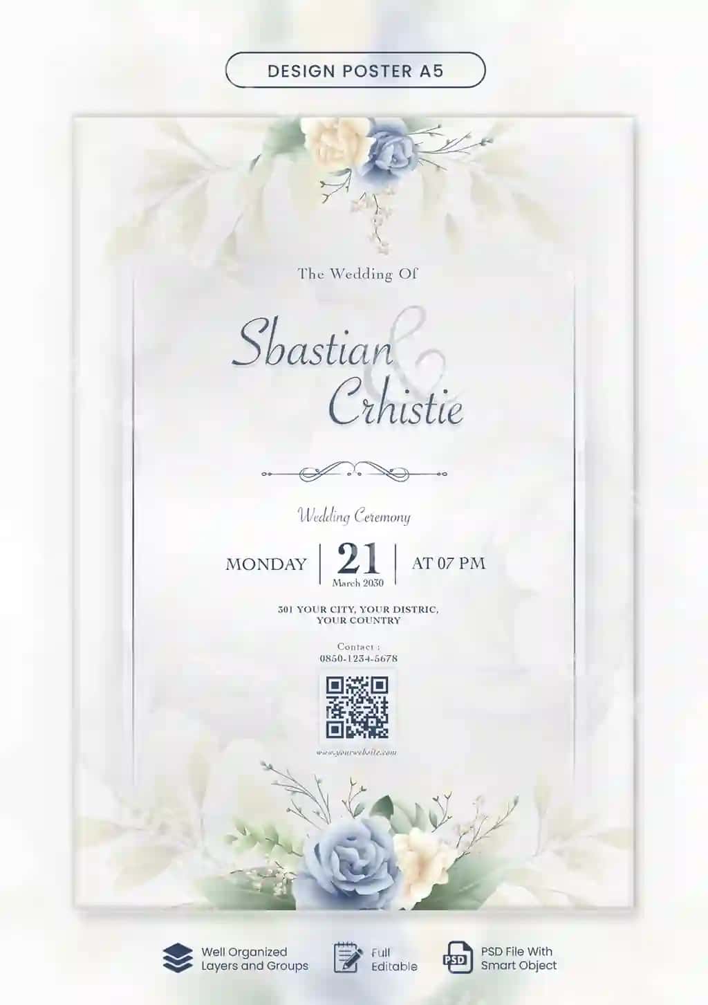 Gulli turmali taklifnoma dizayni | Floral wedding invitation design