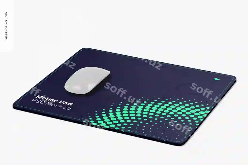 To'g'ri to'rtburchak sichqoncha pad namunasi perspektivasi | Rectangular mouse pad mockup perspective