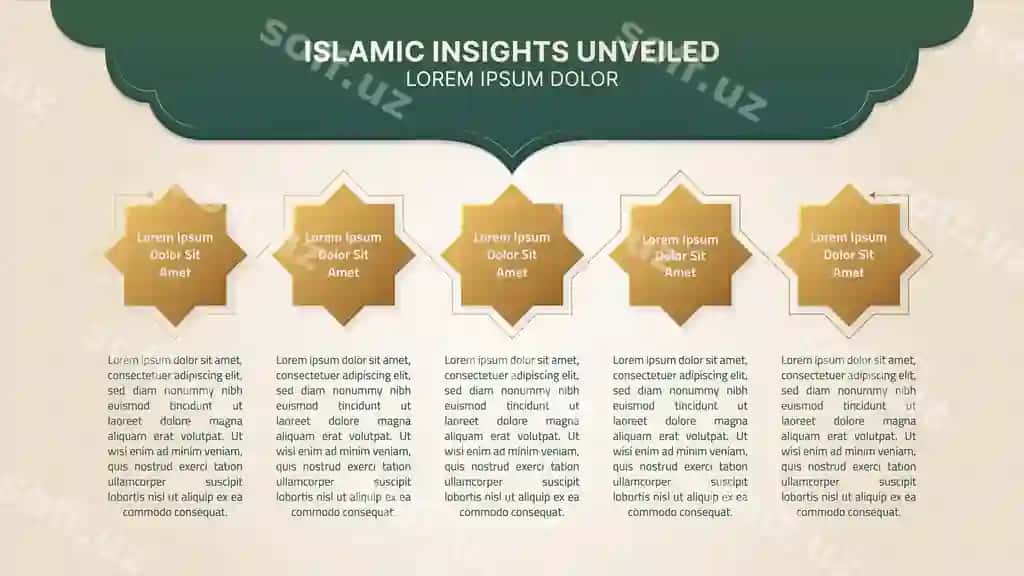 Islomiy infografika dizayn shabloni arab dizayn elementlari bilan | Islamic infographic design template with arabic design elements