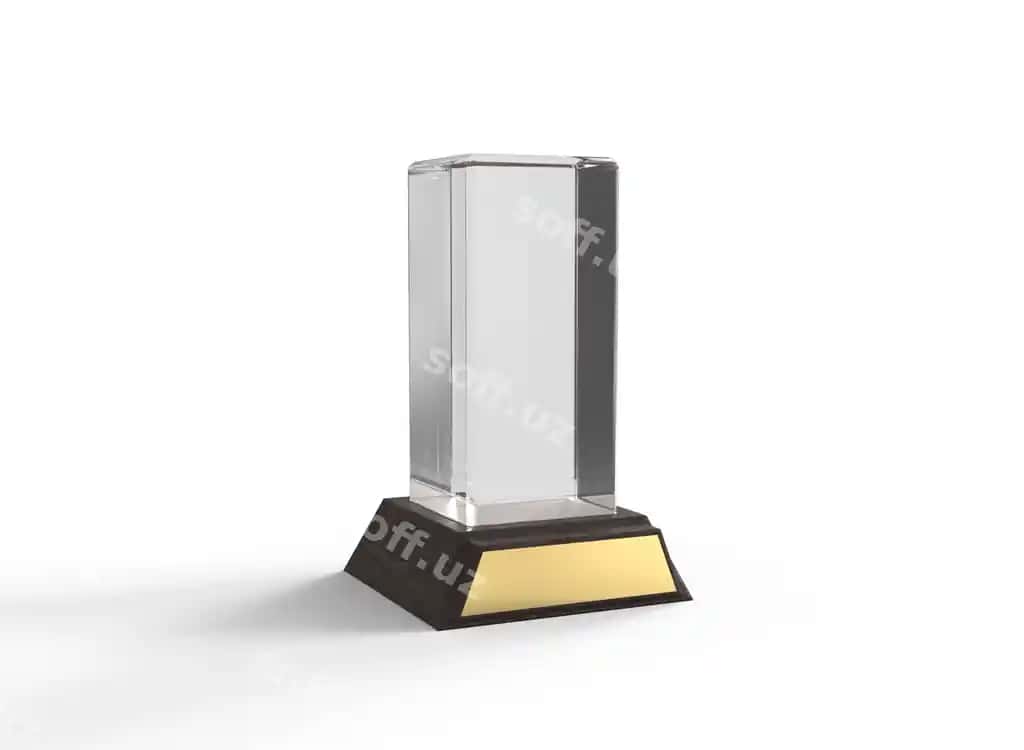 To'g'ri to'rtburchak shisha sohib namunasi ajraltirilgan shisha sohib 3D render | Rectangular glass trophy mockup isolated glass trophy 3d rendering
