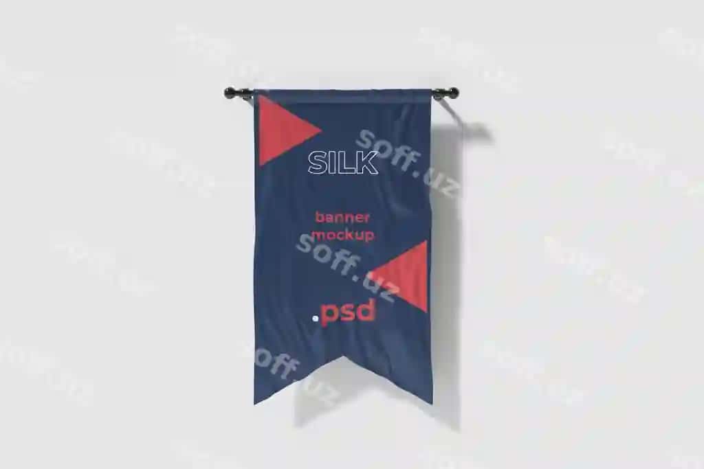 Kesilgan hitam bayroq namunasi | Cut silk flag mockup